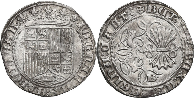 Spain. Ferdinand and Isabel (1476-1516). Real, Burgos mint. AR. 3.32 g. 27.00 mm...