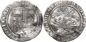 Spain. Ferdinand and Isabel (1476-1516). Real, Seville mint. AR. 3.36 g. 25.00 mm. Wavy flan. VF/VF+.