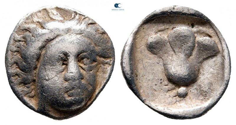 Islands off Caria. Rhodos circa 404-390 BC. 
Hemidrachm AR

12 mm, 1,78 g

...