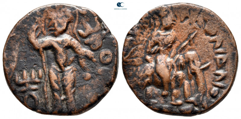 Kushan Empire. Main mint in Begram. Huvishka AD 260-292. 
Tetradrachm Æ

22 m...