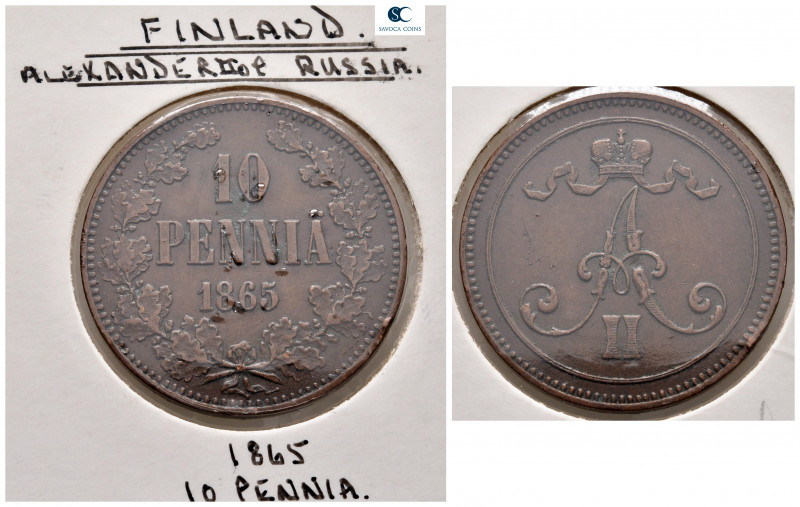 Finland. AD 1865.
10 Penniä

 mm, g



good very fine