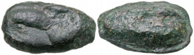 Sicily, Akragas. Ca. 450-425 B.C. AE cast onkia (18.4 mm, 4.06 g). Eagle's head left / Crab's claw left. Calciati 8; SNG ANS 1020; Westermark 528. aVF...