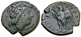 Sicily, Syracuse. Hiketas II. 287-278 B.C. AE litra (23.3 mm, 8.08 g, 1 h). Struck ca. 283-279 B.C. ΔIOΣ EΛΛANIOY, laureate head of youthful Zeus Hell...