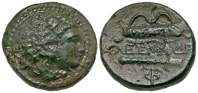 Macedonian Kingdom. Alexander III the Great. 336-323 B.C. AE 17 (18.2 mm, 4.94 g, 11 h). Uncertain Macedonian mint. Head of Herakles right, wearing li...