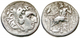 Macedonian Kingdom. Philip III Arrhidaios. 323-317 B.C. AR drachm (17.5 mm, 4.00 g, 2 h). Sardes mint. Head of Herakles right, wearing lion's skin hea...