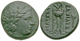 Macedonian Kingdom. Kassander. 305-298 B.C. AE 20 (19.7 mm, 6.22 g, 7 h). Uncertain Macedonian mint. laureate head of Apollo right / ΒΑΣΙΛΕΩΣ / ΚΑΣΣΑΝ...