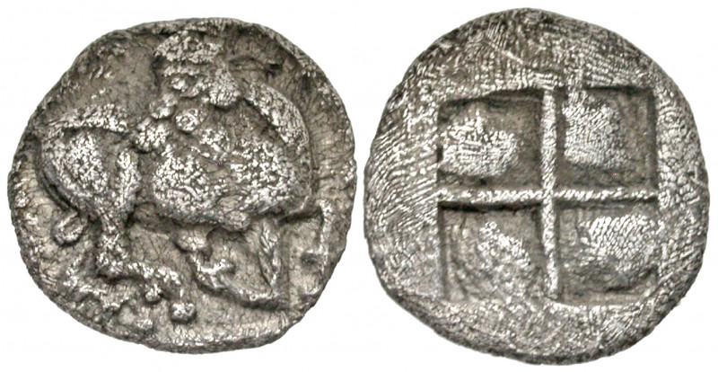 Thraco-Macedonian Tribes, Mygdones or Krestones. Ca. 485-470 B.C. AR hemiobol (1...