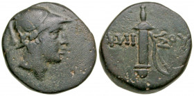 Pontos, Amisos. Time of Mithridates VI. Ca. 120-63 B.C. AE 21 (20.8 mm, 7.39 g, 12 h). Struck 85-65 B.C. Helmeted head of Ares right / ΑΜΙ-ΣΟΥ, ethnic...