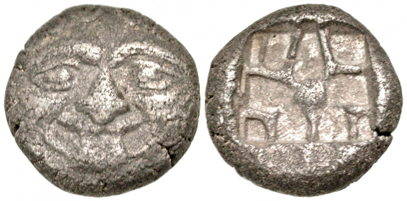 Mysia, Parion. 500-520 B.C. AR drachm (13.0 mm, 2.94 g, 0 h). Facing gorgoneion ...