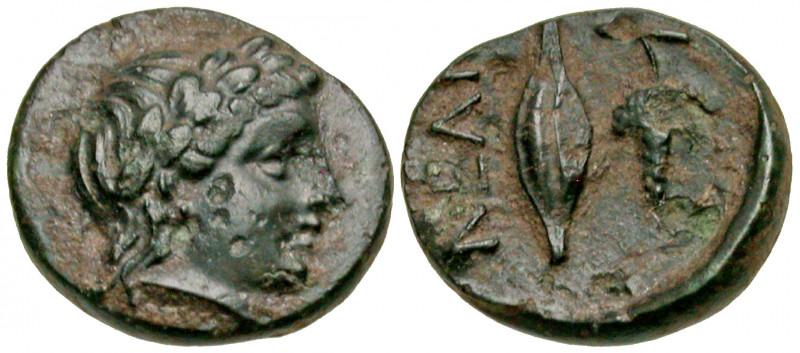 Troas, Kebren. Civic isue. Ca. 200-220 B.C. AE 9 (8.8 mm, 0.71 g, 7 h). Youthful...