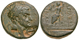 Cilicia, Hierapolis-Castabala. Tarkondimotos I. 34-31 B.C. AE 22 (21.9 mm, 9.66 g, 12 h). Diademed head of Tarkondimatos I right; countermark of ancho...