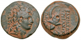 Seleukid Kingdom. Diodotos Tryphon. 142-138 B.C. AE (17.9 mm, 6.49 g, 1 h). Uncertain mint. Diademed head right / ΒΑΣΙΛΕΩΣ TPYΦΩNOΣ [AY]TOKPAT[OPOΣ], ...