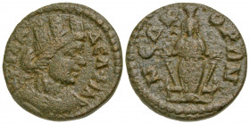 Lydia, Philadelphia. Pseudo-autonomous issue. 2nd-3rd century A.D. AE 17 (16.5 mm, 3.54 g, 6 h). ΦΛ ΦΙΛΑΔΕΛΦΙΑ, turreted and draped bust of Tyche righ...