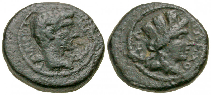 Caria, Antiochia ad Maeandrum. Tiberius. A.D. 14-37. AE 15 (14.5 mm, 3.19 g, 12 ...