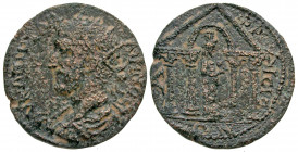 Caria, Aphrodisias. Gallienus. A.D. 253-268. AE 27 (26.5 mm, 8.59 g, 7 h). ΑΥ Κ ΠΟ ΓΑΛΛΙΗΝΟ , radiate, draped, and cuirassed bust of Gallienus left, h...