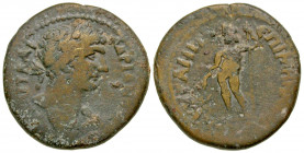 Phrygia, Ancyra. Hadrian. A.D. 117-138. AE 25 (24.5 mm, 8.99 g, 12 h). Mèn. Αsklepiou, archon. ΑΥ ΚΑΙ ΤΡΑΙ ΑΔΡΙΑΝΟ , laureate head of Hadrian right, d...