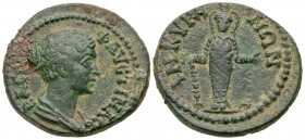 Phrygia, Ancyra. Faustina II. Augusta, A.D. 147-175. AE 19 (19.4 mm, 3.92 g, 7 h). ΦΑV ΤΙΝΑ ЄΒΑ ΤΗ, draped bust of Faustina II right / ΑΝΚVΡΑΝΩΝ, cult...