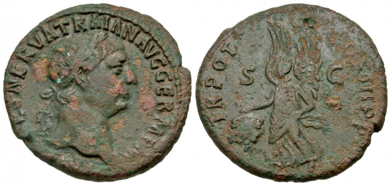 Trajan. A.D. 98-117. AE as (27.6 mm, 10.87 g, 6 h). Rome mint, struck A.D. 100. ...