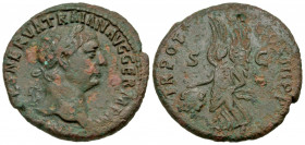 Trajan. A.D. 98-117. AE as (27.6 mm, 10.87 g, 6 h). Rome mint, struck A.D. 100. IMP CAES NERVA TRAIAN AVG GERM P M, laureate head of Trajan right / TR...