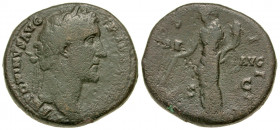 Antoninus Pius. A.D. 138-161. AE sestertius (30.5 mm, 26.01 g, 12 h). Rome mint, struck A.D. 146. ANTONINVS AVG PIVS PP TR P , laureate head right / C...