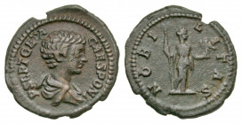 Geta. As Caesar, A.D. 198-209. AR denarius (19.9 mm, 2.57 g, 12 h). Rome mint, struck A.D. 199. P SEPT GETA CAES PONT, bare-headed, draped bust of Get...
