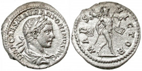 Elagabalus. A.D. 218-222. AR denarius (19.2 mm, 3.34 g, 6 h). Rome mint, struck A.D. 219. IMP CAES M AVR ANTONINVS AVG, laureate and draped bust of El...