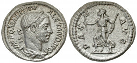Severus Alexander. A.D. 222-235. AR denarius (19.6 mm, 2.30 g, 1 h). Rome mint, struck A.D. 226. IMP C M AVR SEV ALEXAND AVG, laureate and draped bust...