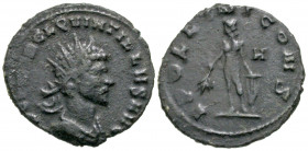 Quintillus. A.D. 270. AE antoninianus (20.8 mm, 2.70 g, 7 h). Rome mint. IMP C M AVR C L QVINTILLVS AVG, radiate and draped bust of Quintillus right /...