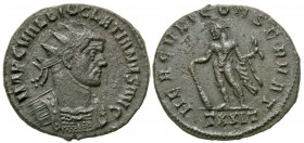Diocletian. A.D. 284-305. AE antoninianus (22.2 mm, 4.75 g, 5 h). Ticinum mint, struck A.D. 290. IMP C VAL DIOCLETIANVS AVG, radiate and cuirassed bus...
