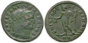 Constantius I. As Caesar, A.D. 293-305. AE follis (27.7 mm, 8.23 g, 1 h). Aquileia mint, struck A.D. 297-298. CONSTANTIVS NOB CAES, laureate head of C...