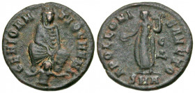 Anonymous Pagan Issues. Ca. A.D. 305-313. AE 1/12 nummus (15.5 mm, 1.26 g, 5 h). Antioch mint, struck A.D. 312. GENIO ANTIOCHENI, Tyche of Antioch sea...