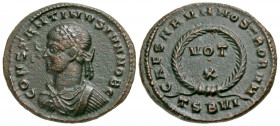 Constantine II. As Caesar, A.D. 317-337. BI centenionalis (19.1 mm, 3.12 g, 6 h). Thessalonica mint, struck A.D. 324. CONSTANTINVS IVN NOB C, laureate...