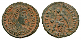 Constantius II. A.D. 337-361. BI heavy majorina (17.5 mm, 2.50 g, 7 h). Class B3. Rome mint, struck A.D. 348-50. D N CONSTANTIVS P F AVG, pearl-diadem...