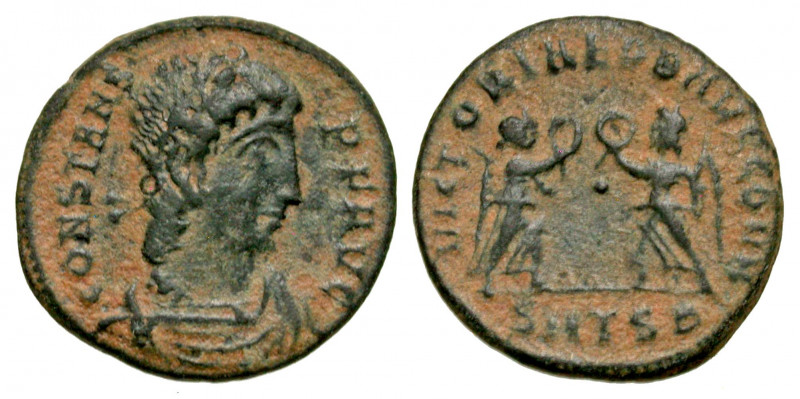 Constans. A.D. 337-350. BI reduced centenionalis (16.5 mm, 1.77 g, 11 h). Thessa...