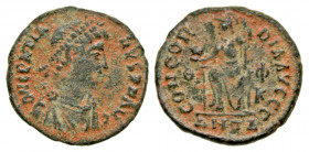 Gratian. A.D. 367-383. AE (17.4 mm, 2.52 g, 5 h). Antioch mint, struck A.D. 378-383. D N GRATIANVS P F AVG, diademed, draped and cuirassed bust of Gra...