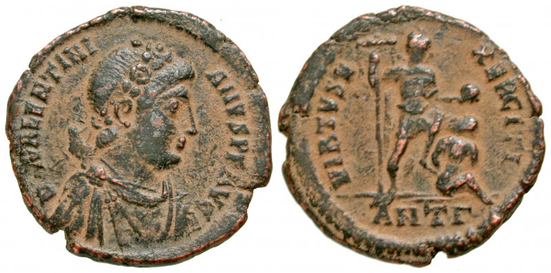 Valentinian II. A.D. 375-392. AE majorina (22.6 mm, 5.02 g, 12 h). Antioch mint,...