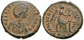 Aelia Flaccilla. Augusta, A.D. 379-386/8. AE majorina (22.2 mm, 6.04 g, 6 h). Constantinople mint, struck A.D. 383. AEL FLACCILLA AVG, diademed and dr...
