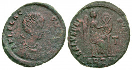 Aelia Flaccilla. Augusta, A.D. 379-386/8. AE 2 (23.1 mm, 4.40 g, 5 h). Antioch mint, struck A.D. 383-388. AEL FLACCILLA AVG, pearl-diademed and draped...