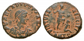 Arcadius. A.D. 383-408. AE majorina (20.7 mm, 4.69 g, 5 h). Antioch mint, struck A.D. 387-392. D N ARCADIVS P F AVG, diademed, draped and cuirassed bu...