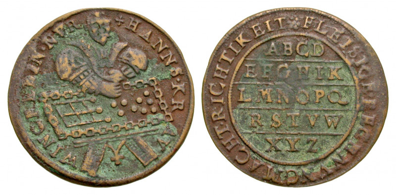 France, Nurenburg. Hans Krauwinkel. 1586-1635. AE jeton (27.7 mm, 3.38 g, 1 h). ...