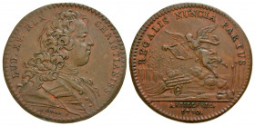 France. Louis XV. 1715-1774. Copper Jeton (29.02 mm, 7.33 g, 5 h). Royal - Artillerie. F. Duvivier, 1740-1796. LUD. XV. REX CHRISTIANISS·, bare headed...