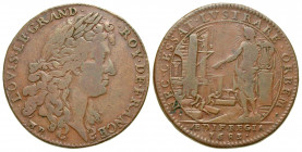 Germany, Bavaria. Nuremberg. Louis XIV. 1643-1715. Copper Jeton (27.03 mm, 6.85 g, 6 h). Nuremberg Jeton - views of Royal residence. Struck 1683. · LO...