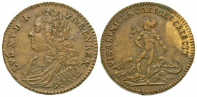 Germany, Bavaria. Nuremberg. Louis XV . 1710-1774. Brass Jeton (24.80 mm, 4.50 g, 7 h). Nuremberg Royal Jeton. Struck ca. 1726-1741. LVD VX D G · FR ·...