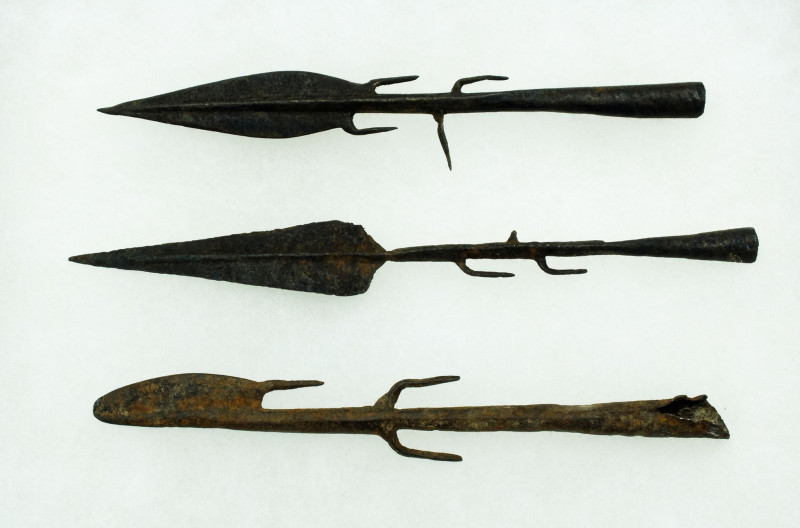 A trio of deadly-looking spear heads from the Congo region, early 1900?s. . Thes...