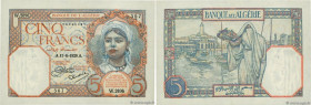 Country : ALGERIA 
Face Value : 5 Francs  
Date : 17 août 1928 
Period/Province/Bank : Banque de l'Algérie 
Catalogue reference : P.77a 
Alphabet - si...
