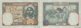 Country : ALGERIA 
Face Value : 5 Francs  
Date : 01 juillet 1929 
Period/Province/Bank : Banque de l'Algérie 
Catalogue reference : P.77a 
Alphabet -...