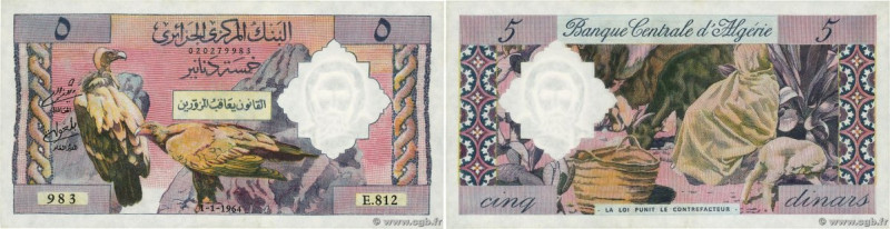 Country : ALGERIA 
Face Value : 5 Dinars  
Date : 01 janvier 1964 
Period/Provin...