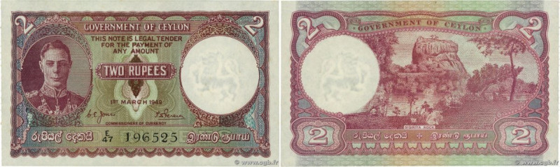 Country : CEYLON 
Face Value : 2 Rupees  
Date : 01 mars 1949 
Period/Province/B...