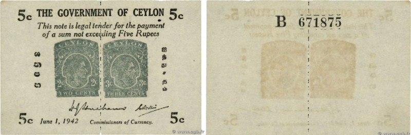 Country : CEYLON 
Face Value : 5 Cents  
Date : 01 juin 1942 
Period/Province/Ba...