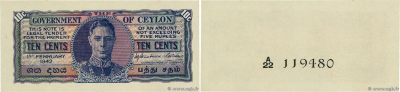 Country : CEYLON 
Face Value : 10 Cents  
Date : 01 février 1942 
Period/Provinc...